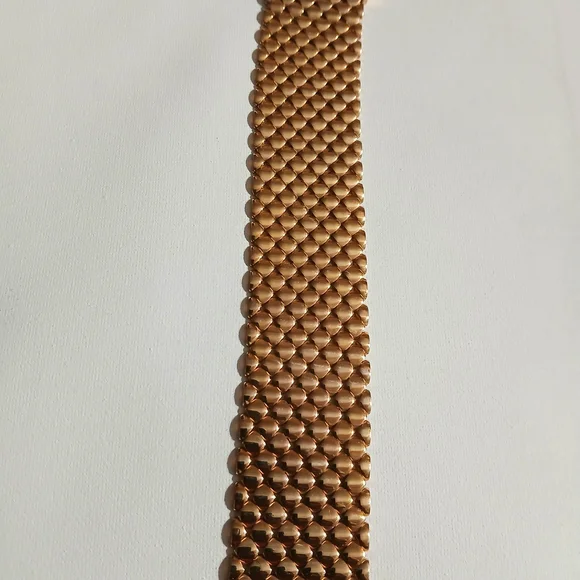 Gold Mesh Bracelet Milor Italy Bronze Bracelet. Rose Goldtone Weave Pattern - Picture 6 of 9
